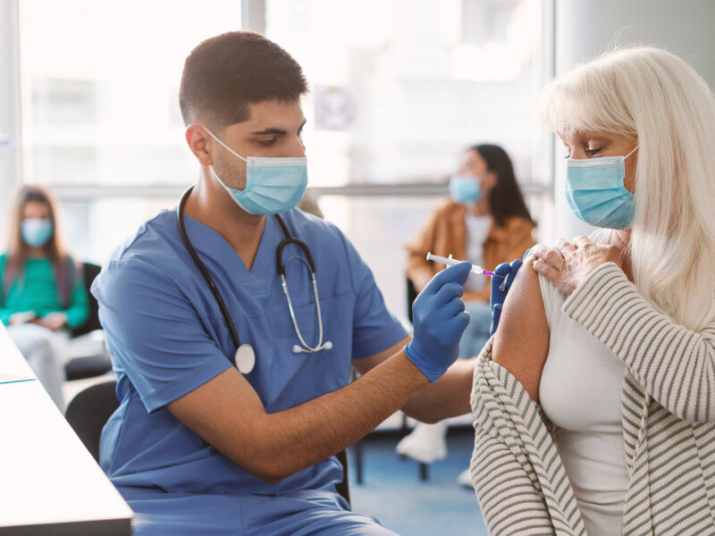 Healthcare worker giving a vaccination